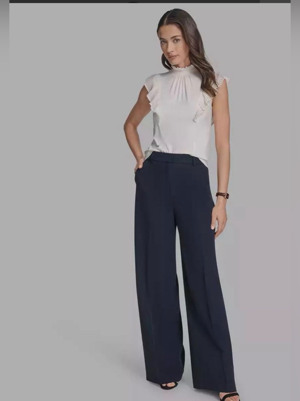 BCBG Ruffle-Trim Sleeveless Blouse - Picture 4 of 5